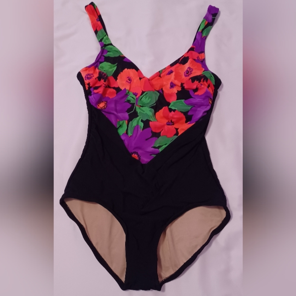 Floral Vintage 90s "The Slim Suit" One Piece Sz 12 Swimsuit